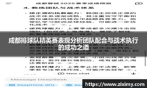 成都排球队精英赛表现分析团队配合与战术执行的成功之道